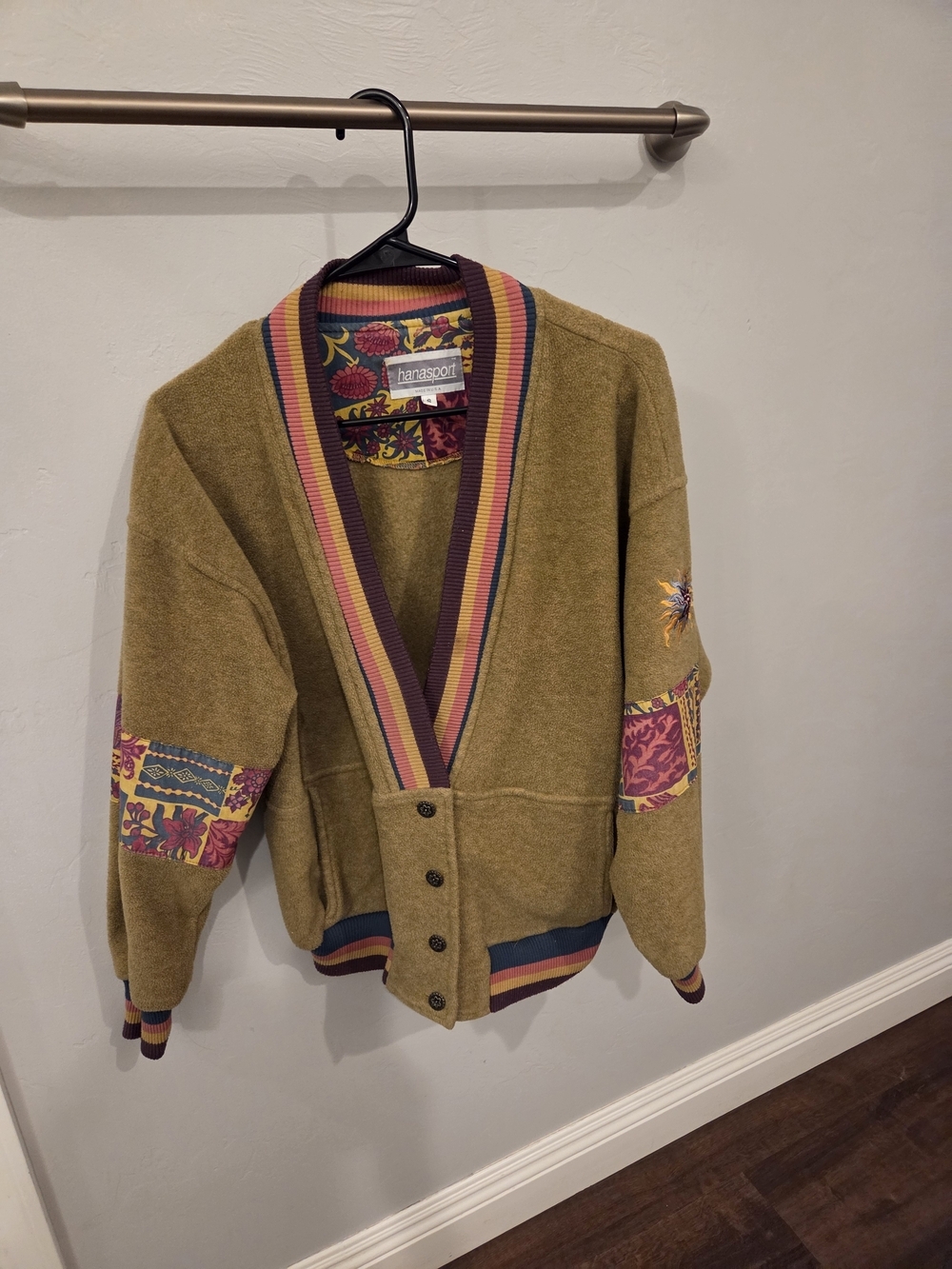 Vintage 1990s Hanasport Sweater Cardigan Jacket | Grandpa Core